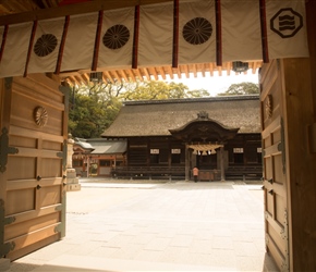 Massive doors lead to the temple