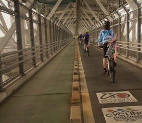 Our last bridge was Innoshima Bridge. It cost $250 million dollars to build with an innovative cyclepath, under the roadway