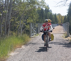 Christine and David cross Bitch Creek Trestle