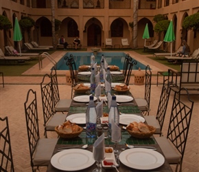 Table set for our evening meal back at the Riad