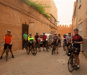 We all gathered outside the Riad for the start. Yes it is through that tiy doorway on the left