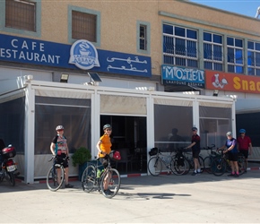 We stopped at about 12 miles having crossed the river. This petrol station had everything from a good supermarket to a cafe where we had orange juice and tea. It even had a barbors