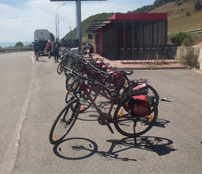 Bikes all lined up and ready to go