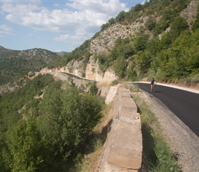 Sharon climbs the fresh tarmac