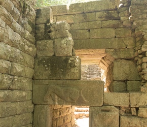 Oldest carving in Butrint. Note this doorway was rebuilt to be really low