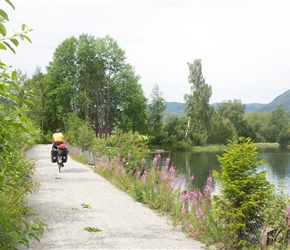 Siobhan cycling along the track