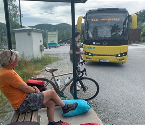 Neil waiting for the bus at Rodberg