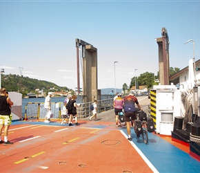 Disembarking the Svelvik Ferry