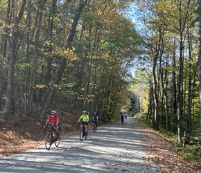 Mike and David on the first climb out of Brattleboro through Madame Sherri Forest