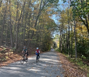 Dawn and Deborah on the first climb out of Brattleboro