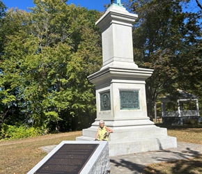 Valerie at Brattleboro Civil War Memorial in Brattleboro
