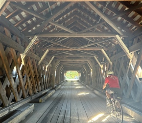 Mike through Dummerston Covered Bridge