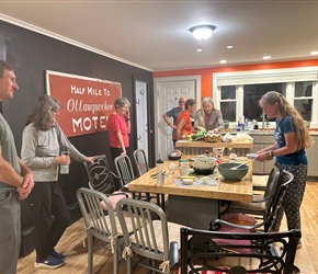 Preparing dinner at Sleep Woodstock