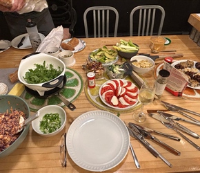Preparing dinner at Sleep Woodstock