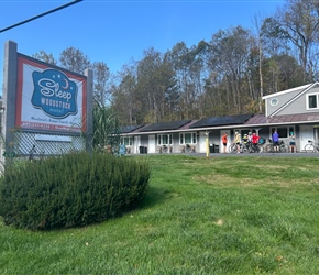 Ready to leave the motel at Woodstock