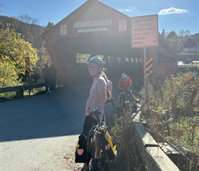Sarah at Taftsville covered bridge
