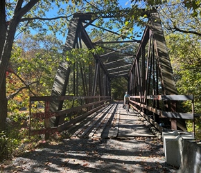 Tony over bridge on Rails to Trails