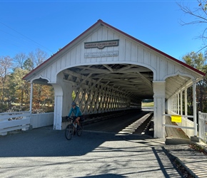 Dawn exits Ashuelot Covered Bridge