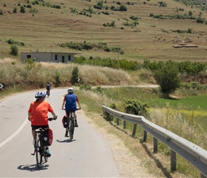 Julie descends past sheep flock