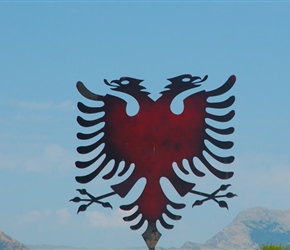 Albanian emblem near Permet