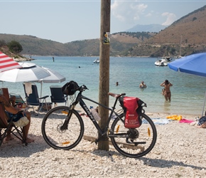 Bike at the beach close to Port Palermo Castle